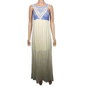 Anthropologie | Flying Tomatoes Women's Embroidered High Neck Maxi Dress Size L